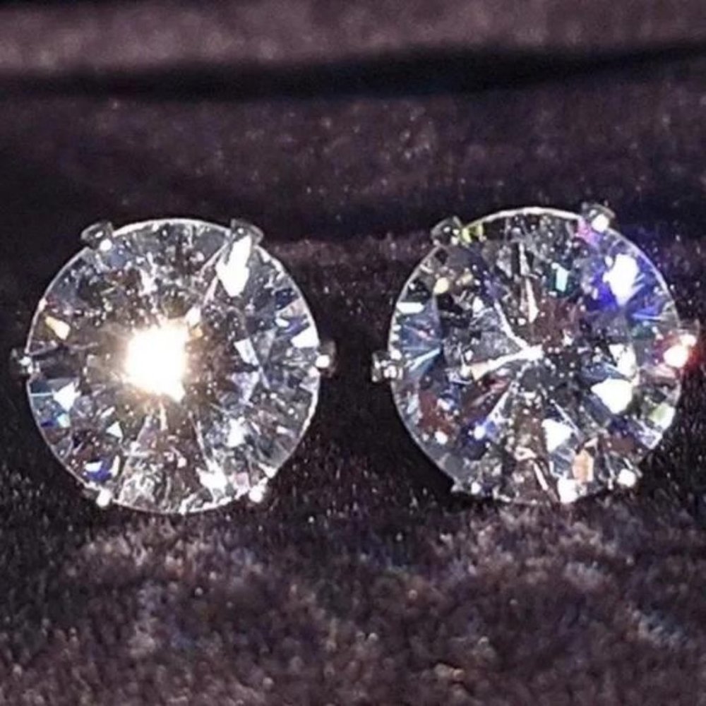 NEW STUD 2.5 CT SILVER DIAMOND EARRINGS, NICE EARRINGS, CUTE EARRINGS